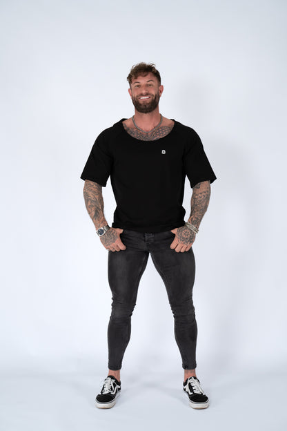 Belator T-shirt raw edge neck Black