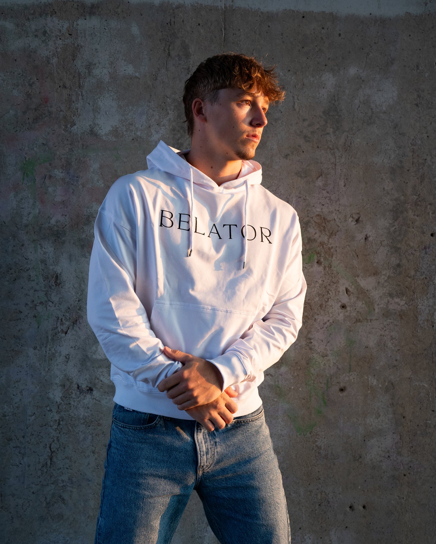 Sweat à capuche blanc Belator