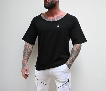 Belator T-shirt raw edge neck Black