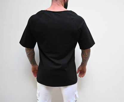 Belator T-shirt raw edge neck Black