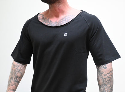Belator T-shirt raw edge neck Black